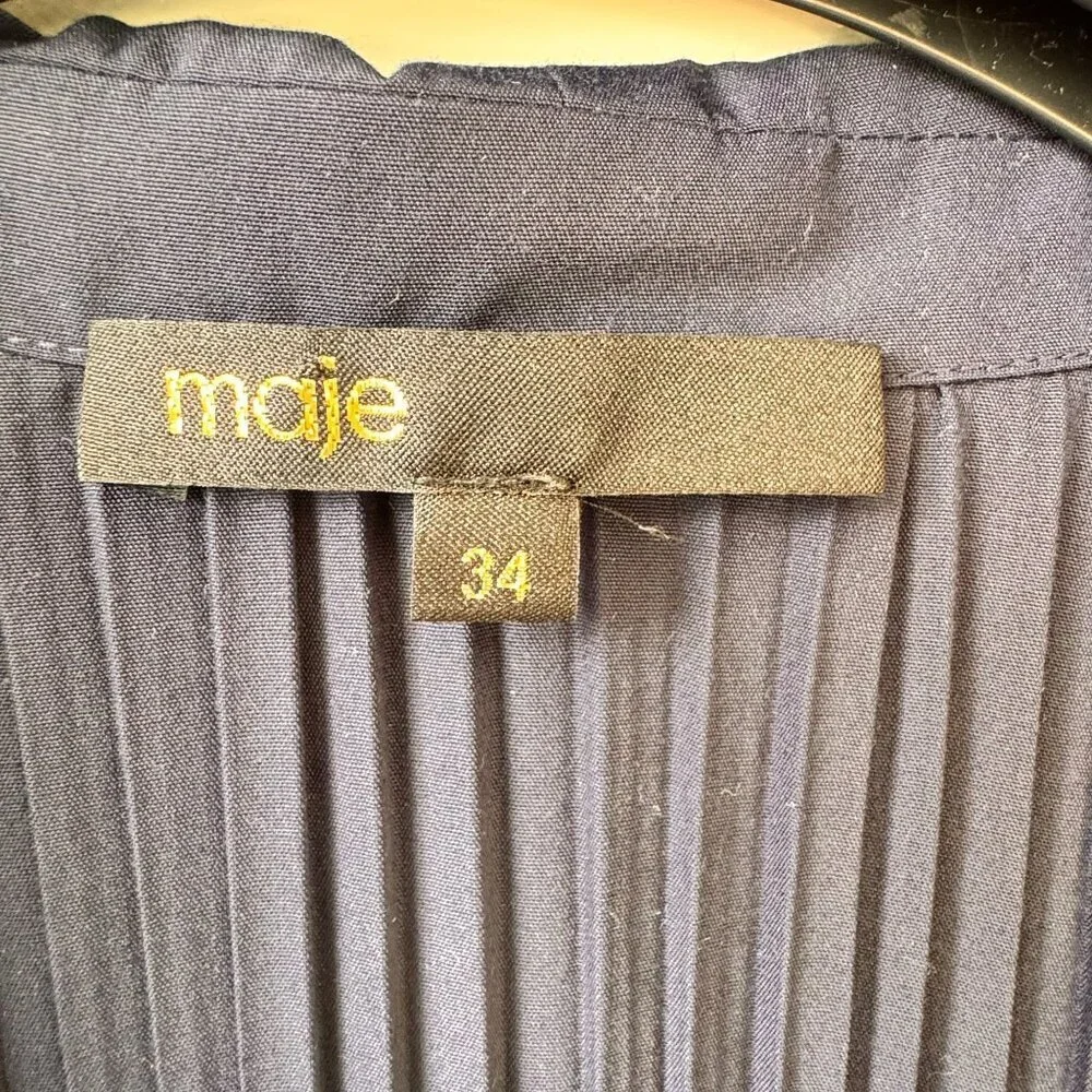 Maje Rockina Puff Sleeve Pleated Mini Dress with Chelsea Collar - Picture 8 of 8